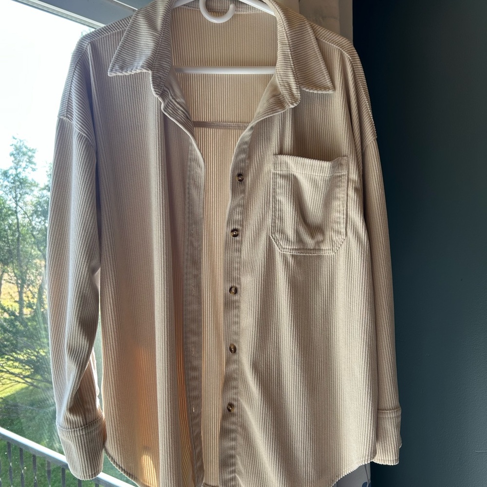 Beige Button-Up Shirt
